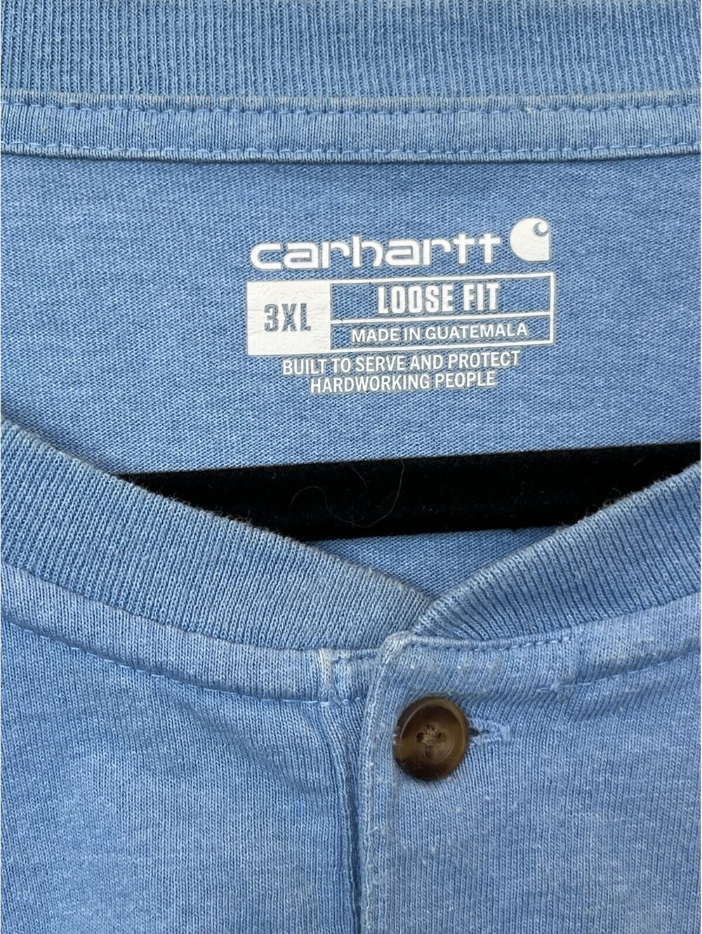 Carhartt Henley T Shirt Pocket Tee Mens 3XL Loose Fit Short Sleeve Blue K84 - Picture 3 of 5